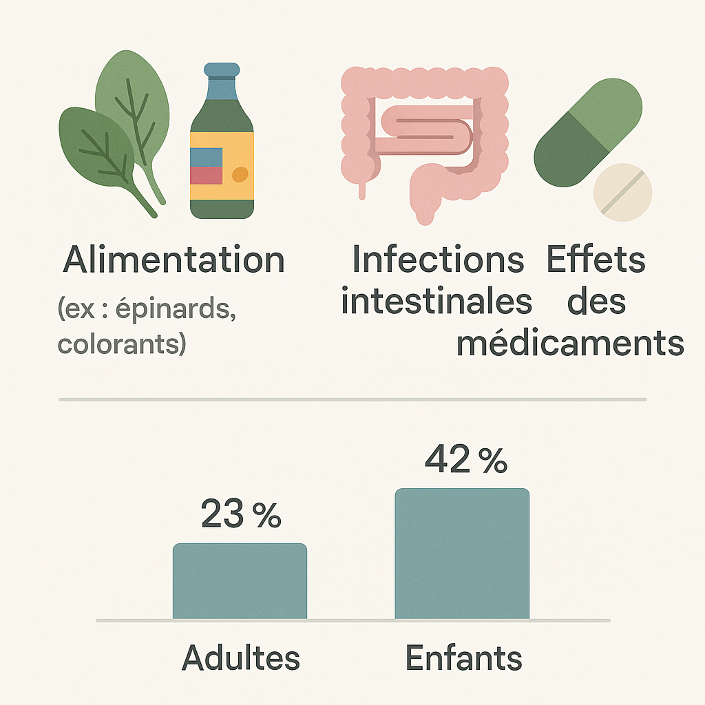 Quelles sont les principales causes des selles vertes chez les adultes et les enfants ?